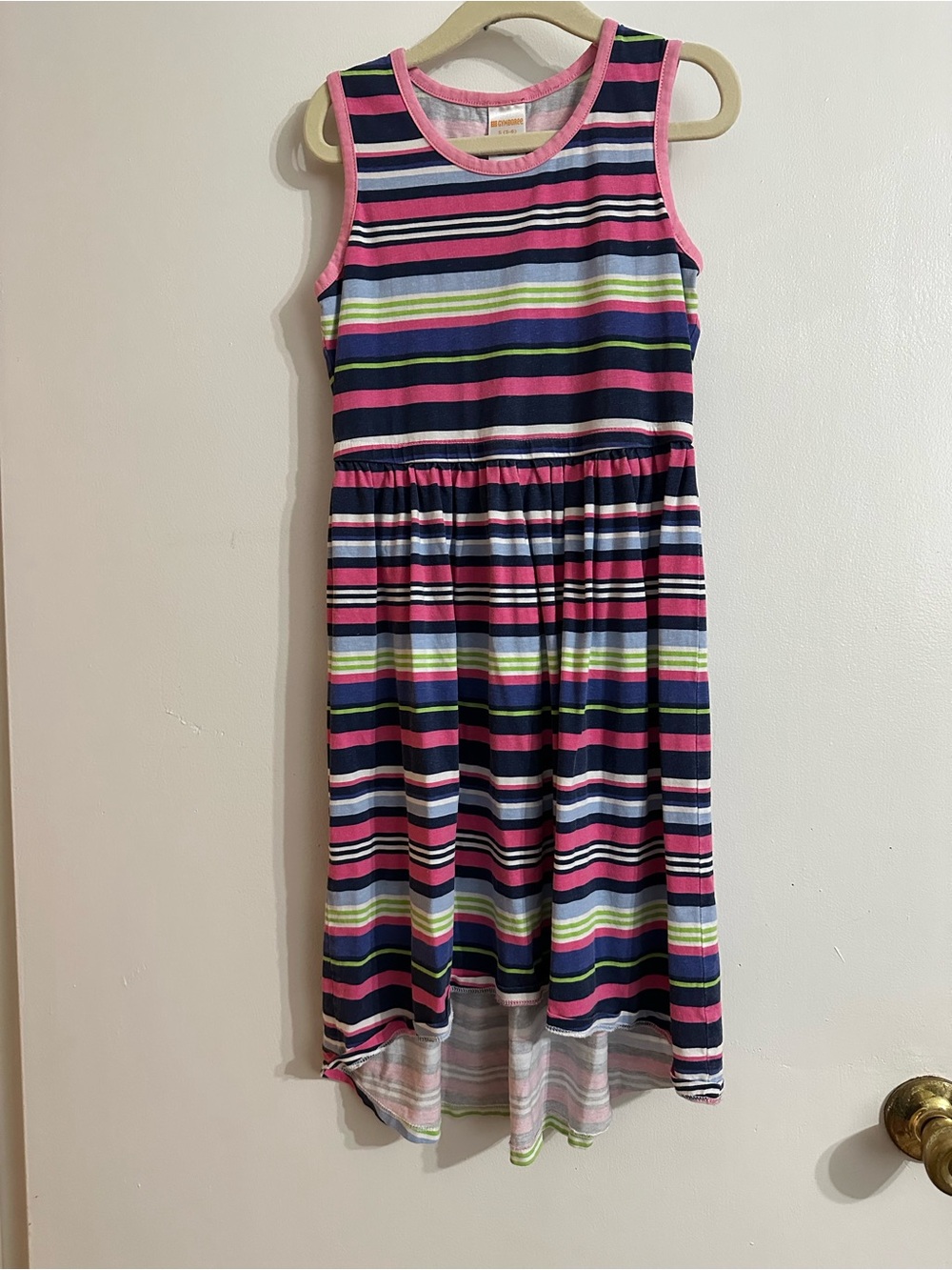 Gymboree Navy, Pink, Lime & White Striped Sleeveless Dress